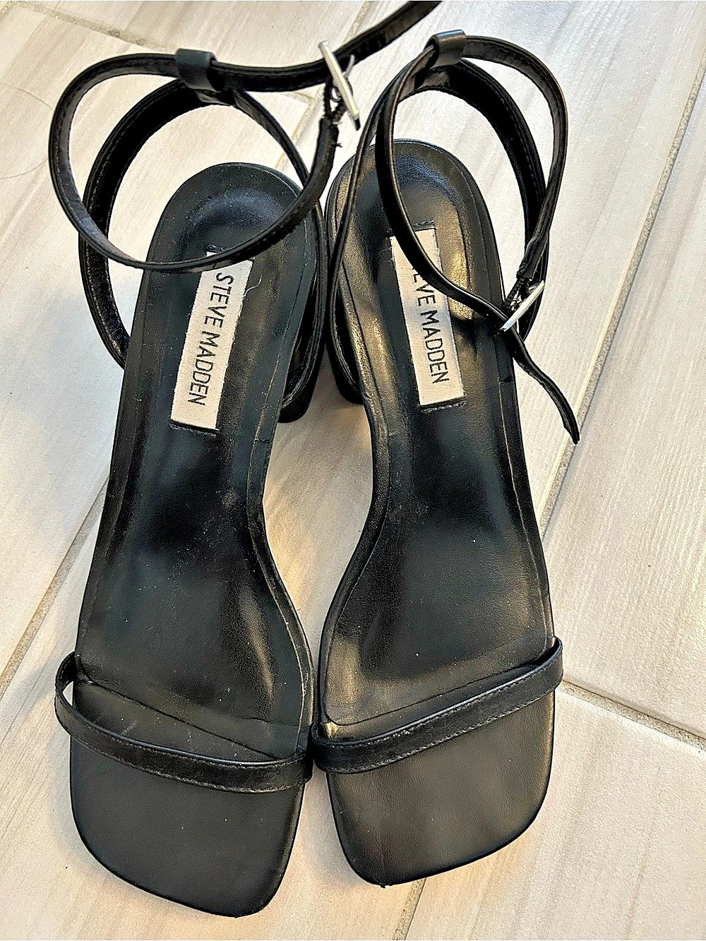 Steve Madden Black Strappy Heeled Sandals